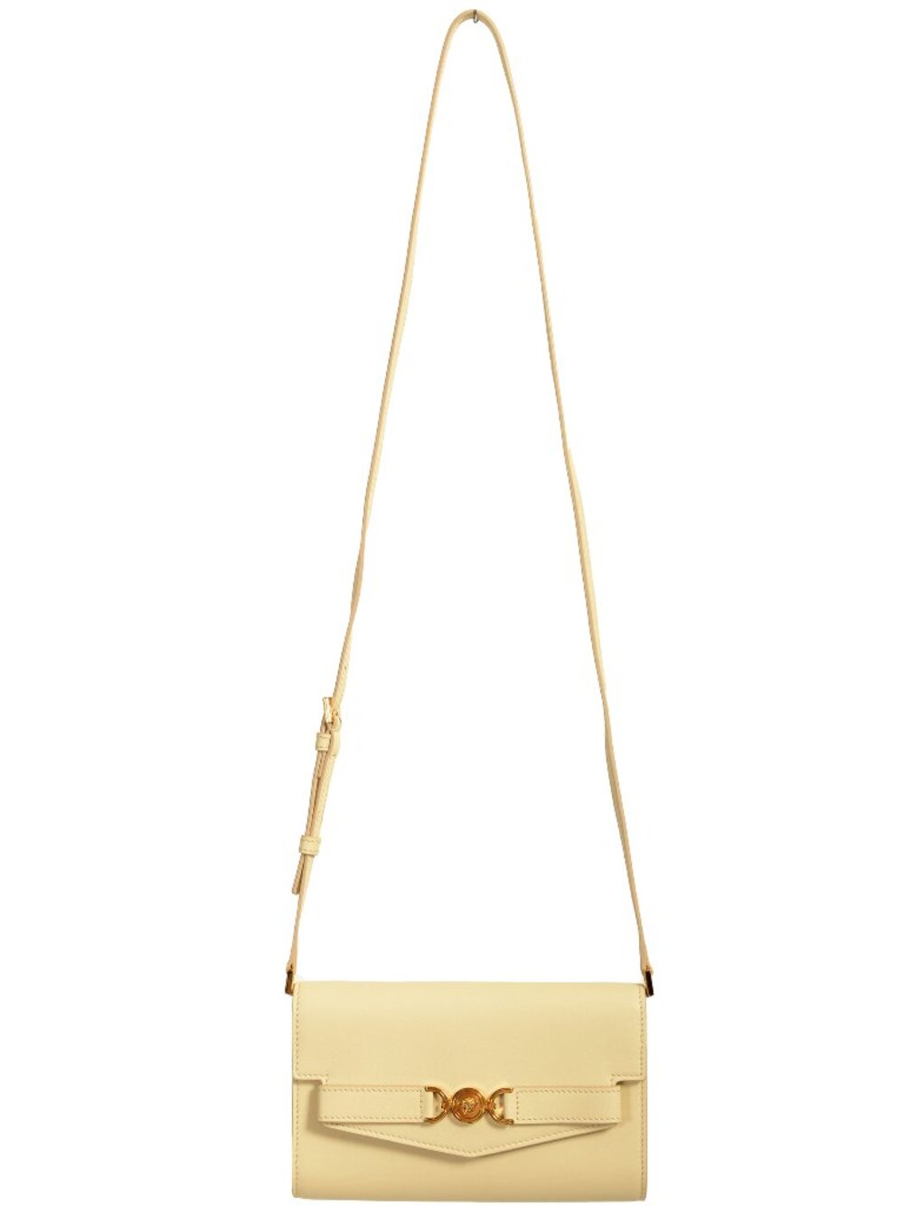 Versace Ivory Leather Gold Medusa Wallet Clutch Handbag Shoulder Bag